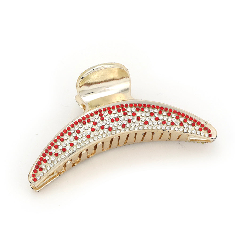 Half Moon Metal Crystal Jaw Claw Hair Clip