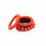 Hair Tie Red Phone Cord & Pearls - Pack of 4 | Shop Amina Beauty