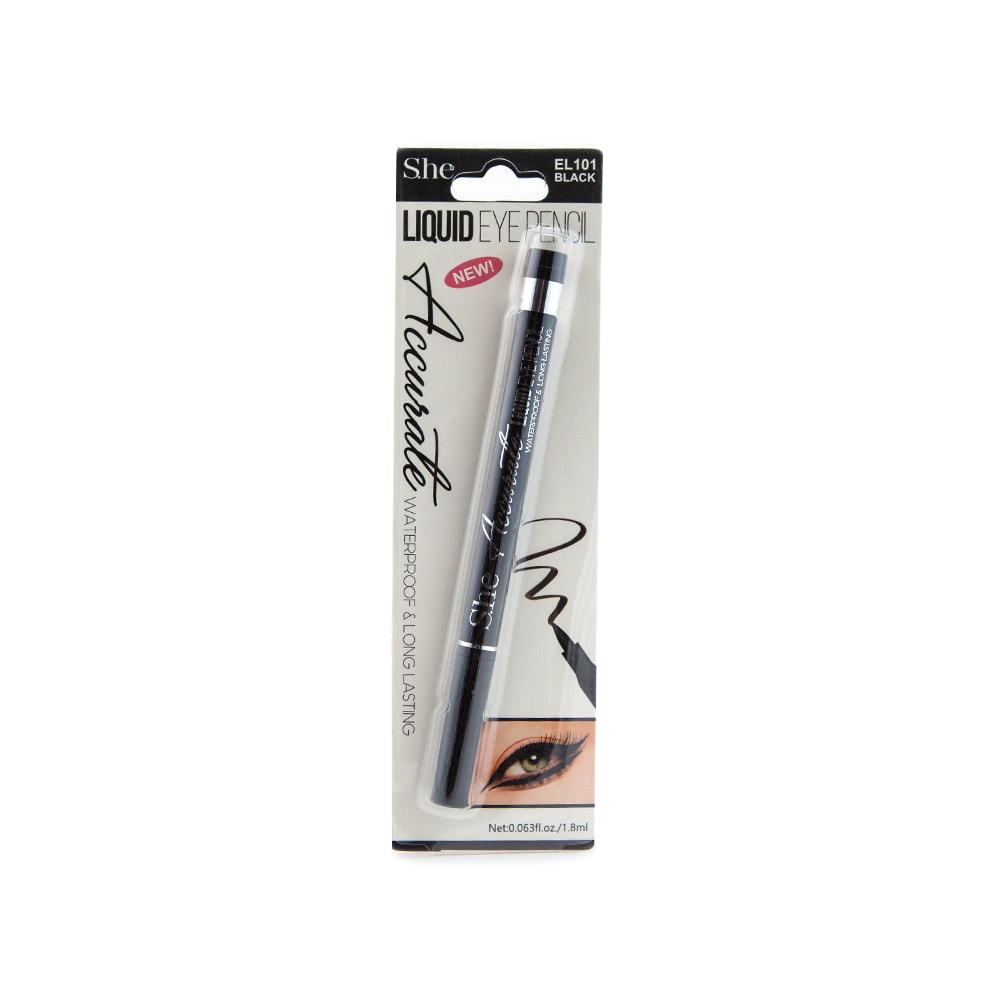 S.he Black Waterproof Liquid Eye Pencil | Shop Amina Beauty
