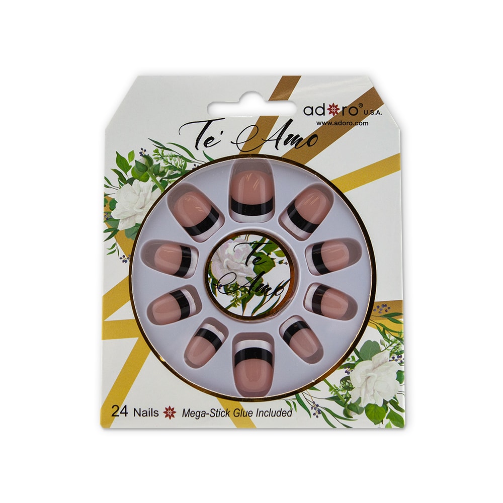 Te Amo Black & White French Polish Nails | Shop Amina Beauty