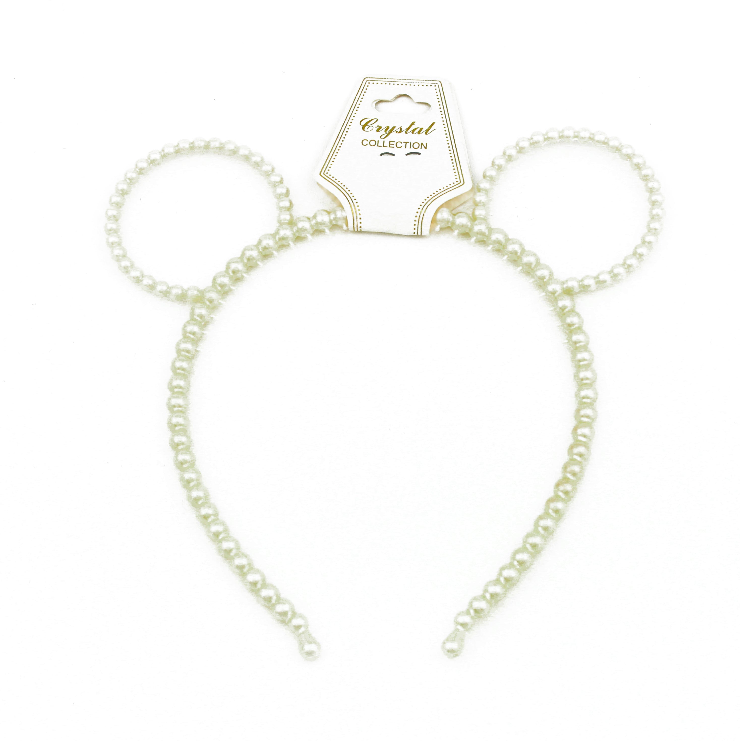 White Pearl Mouse Ears Headband