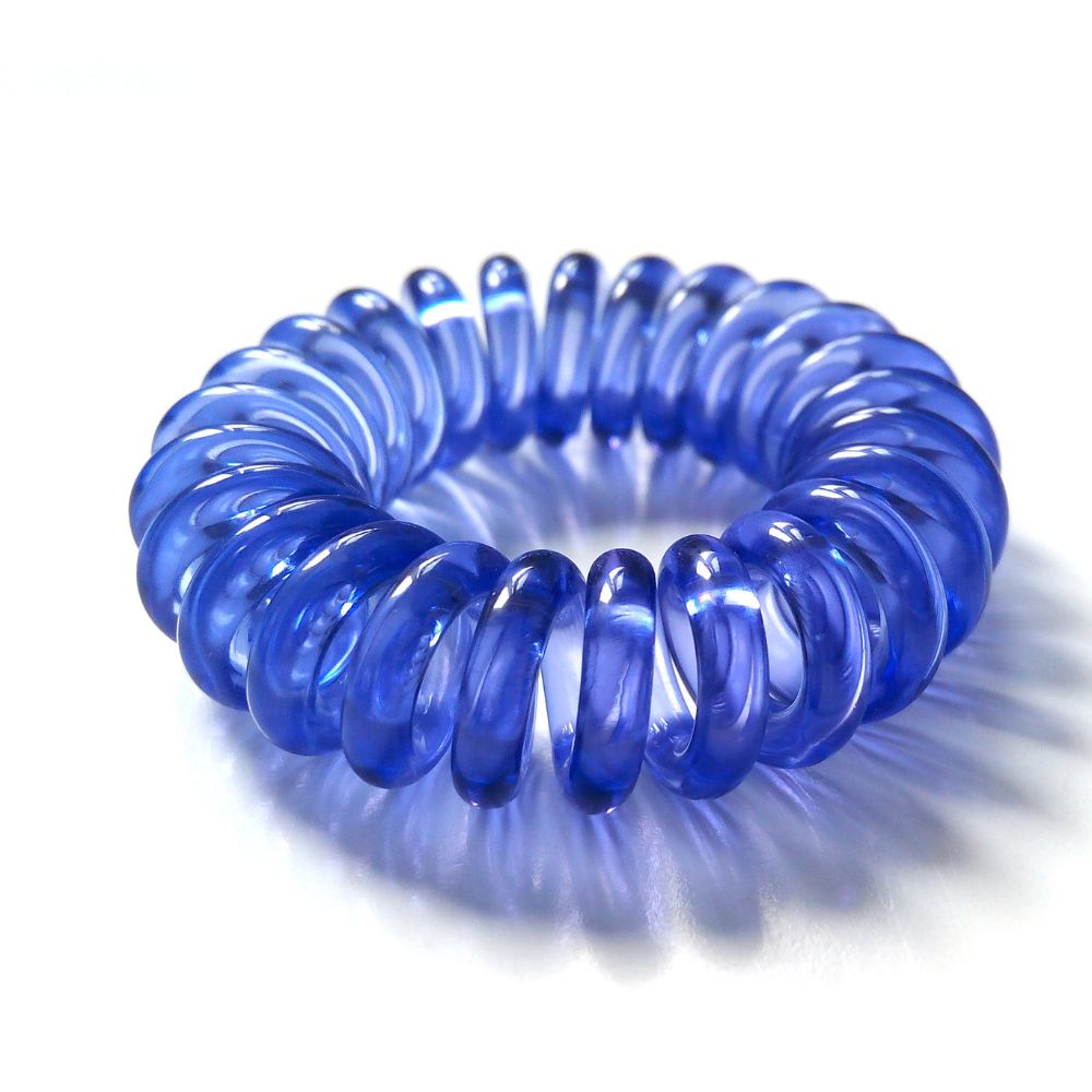 Hair Tie Blue Phone Cord & Pearls - Pack of 4 | Shop Amina Beauty